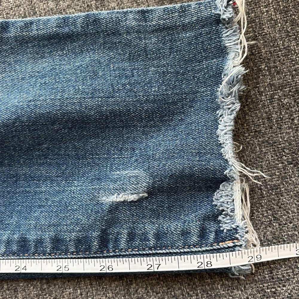 Moussy Straight Leg Blue Jeans with Raw Hem - Picture 15 of 15
